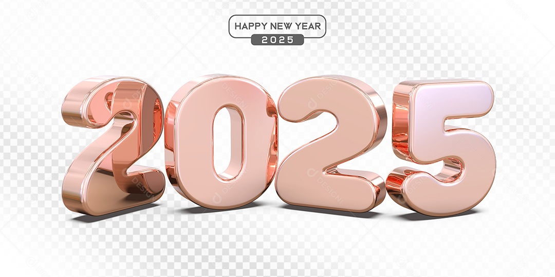Elemento 3D Número 2025 Rosa Para Composição PSD