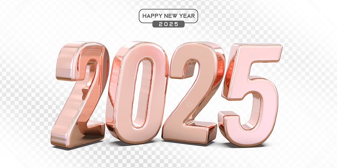 Elemento 3D Número 2025 Rosa Para Composição PSD