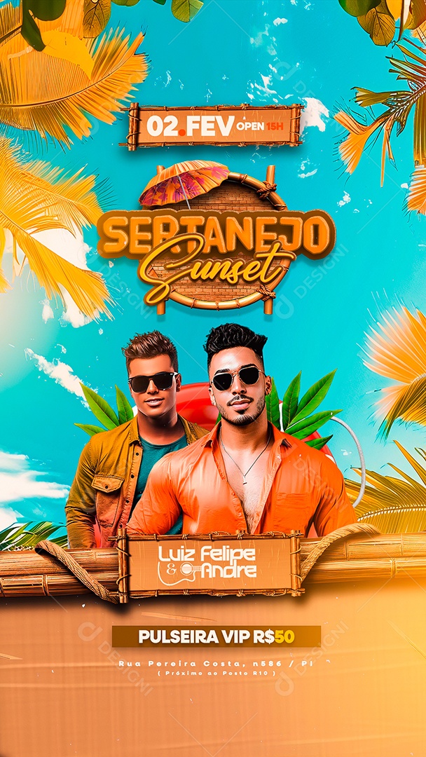 Story Flyer Sertanejo Sunset Luiz Felipe e Andre Social Media PSD Editável