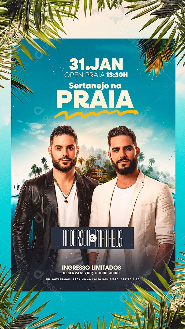 Story Flyer Sertanejo na Praia Anderson e Matheus Social Media PSD Editável