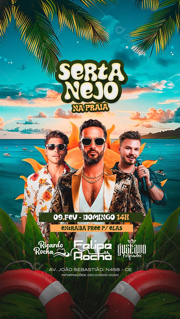 Story Flyer Sertanejo Na Praia Social Media PSD Editável
