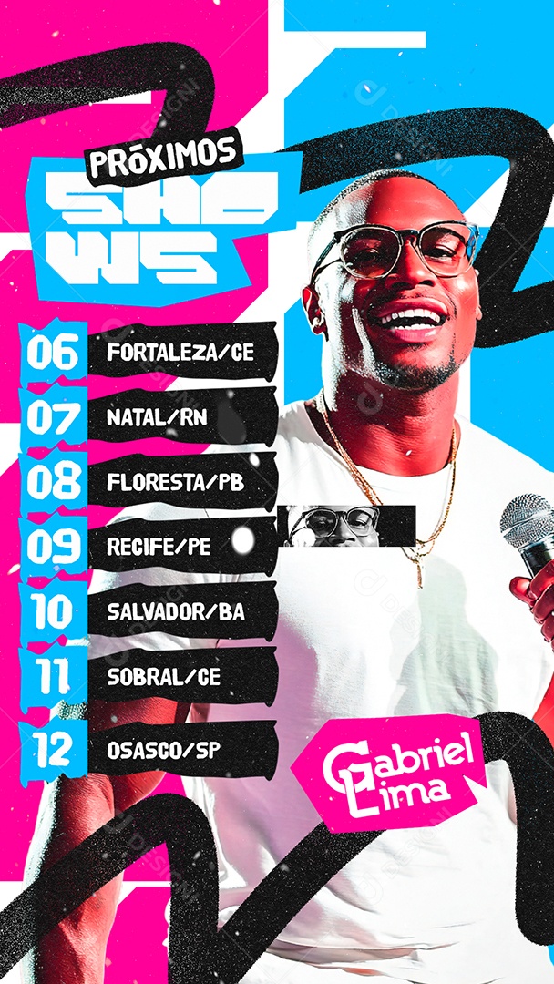 Story Flyer Agenda Próximos Shows Gabriel Lima Social Media PSD Editável