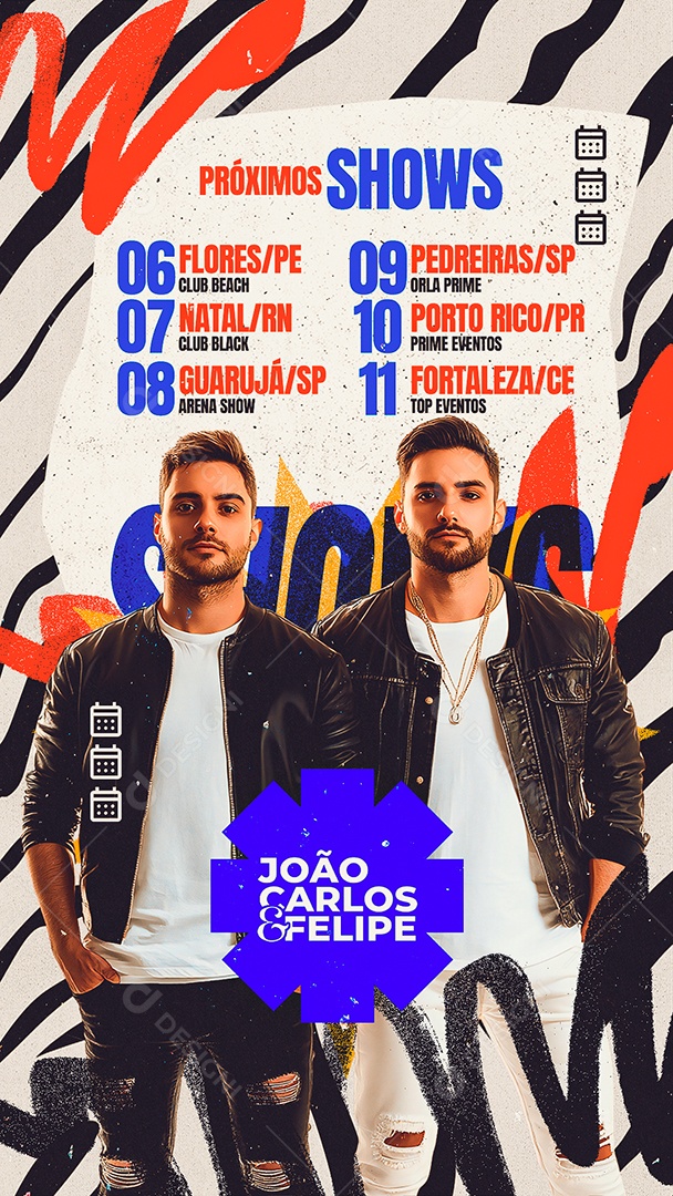 Story Flyer Agenda Próximos Shows João Carlos e Felipe Social Media PSD Editável