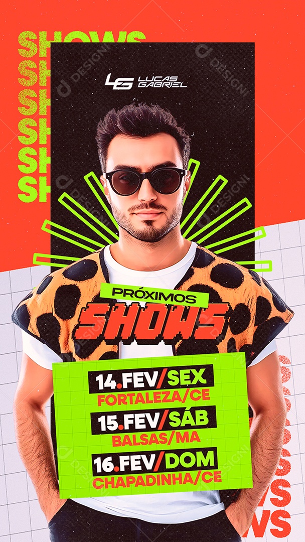 Story Flyer Próximos Shows Lucas Gabriel Social Media PSD Editável