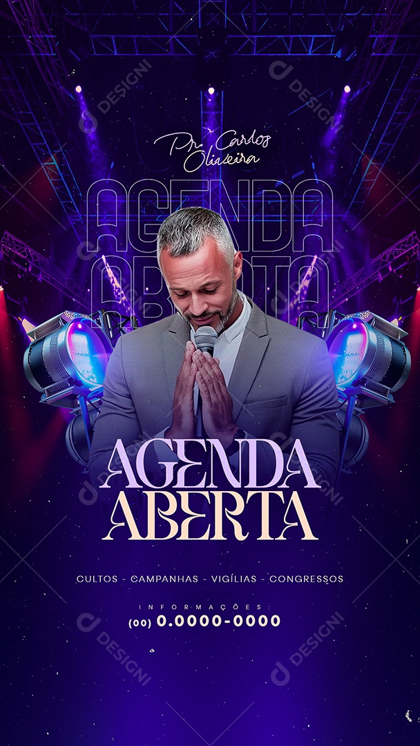 Story Flyer Gospel Agenda Aberta Social Media PSD Editável