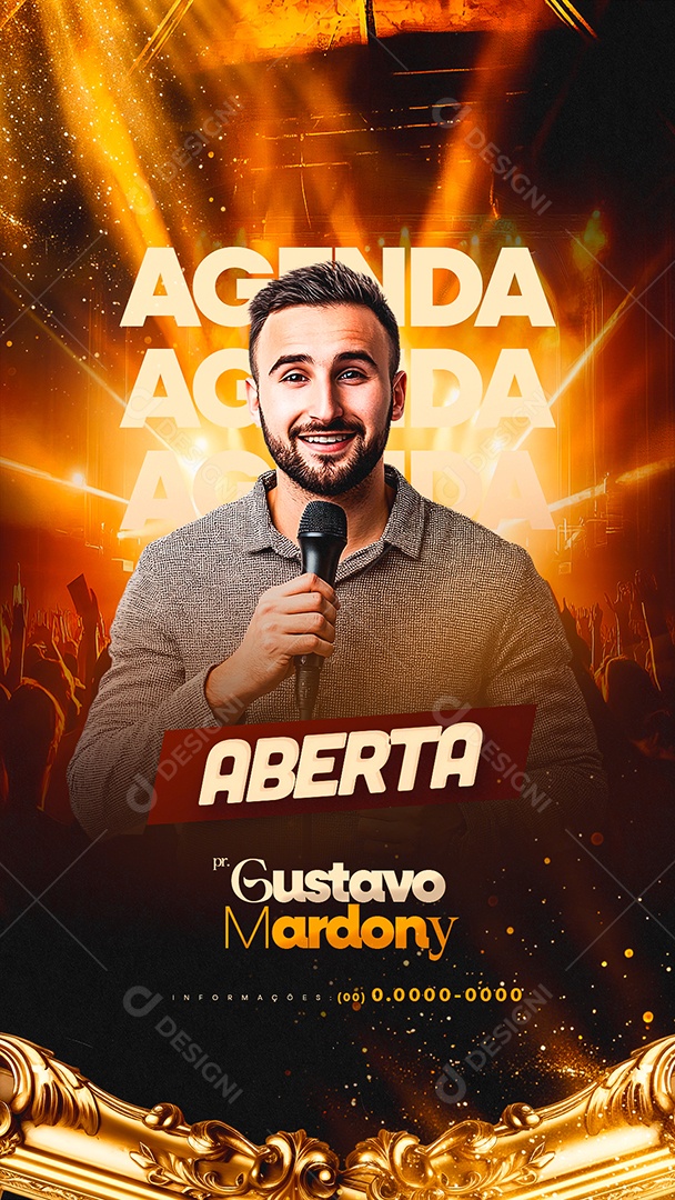 Story Flyer Gospel Agenda Aberta Pr Gustavo Mardony Social Media PSD Editável