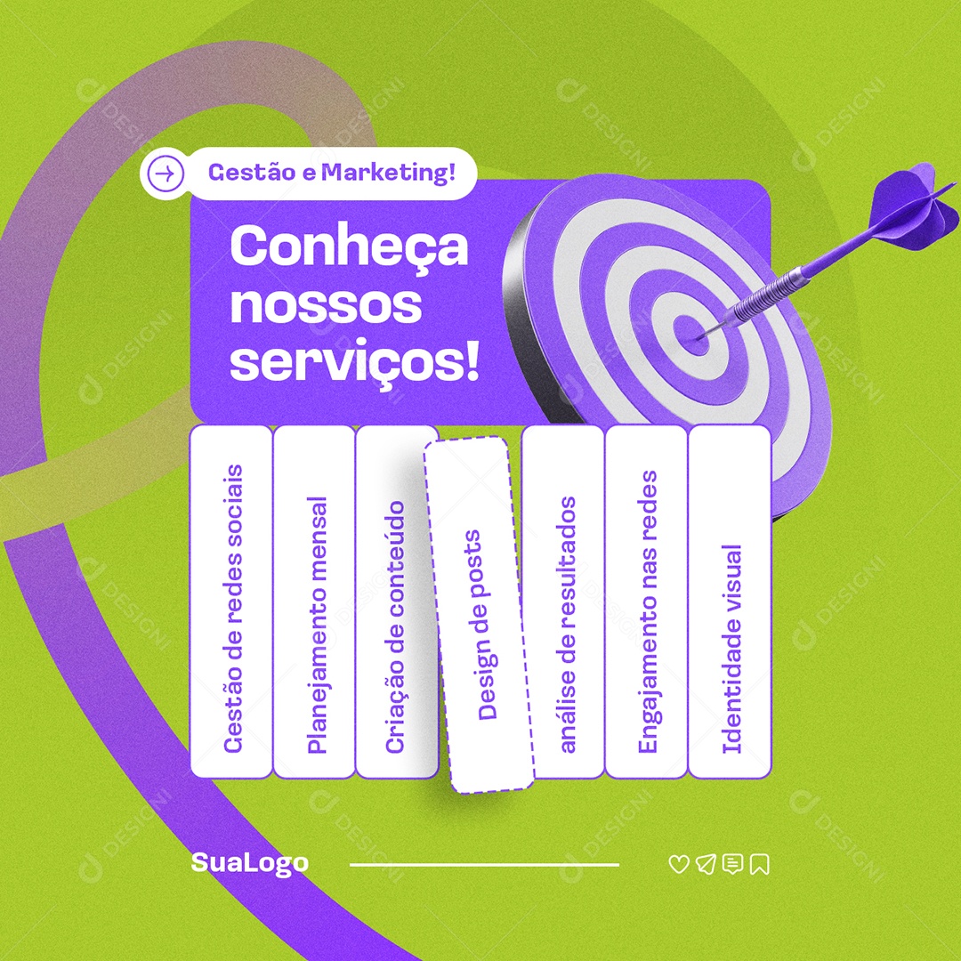 Gestão e Marketing Conheça Nossos Serviços Social Media PSD Editável