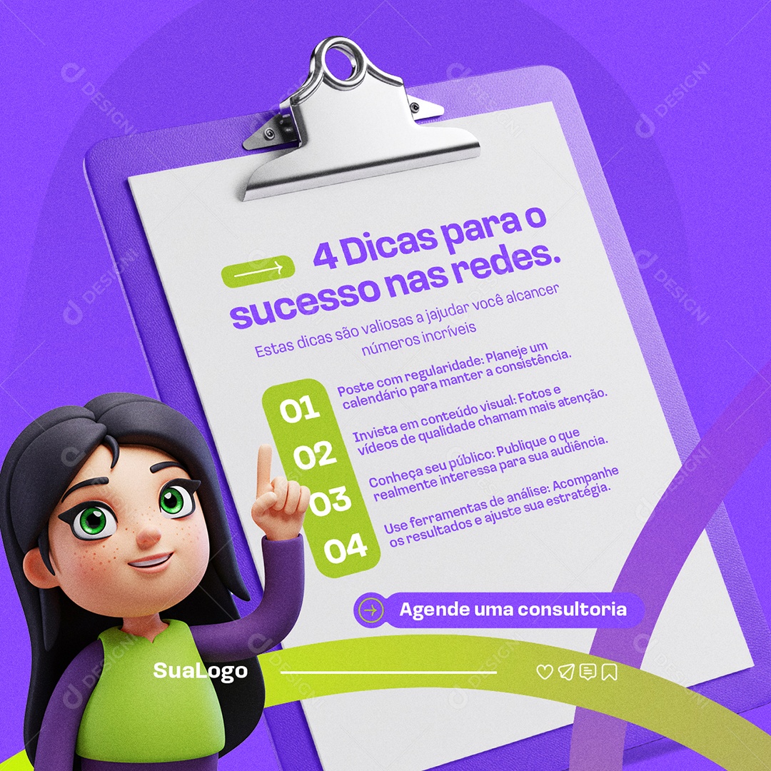 Gestão Marketing Quatro Dicas para o Sucesso Social Media PSD Editável