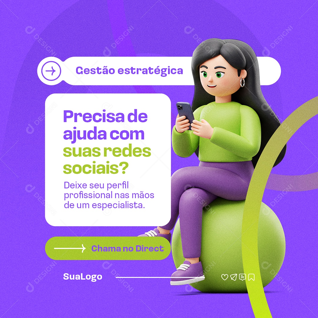 Gestão Marketing Estratégica Social Media PSD Editável