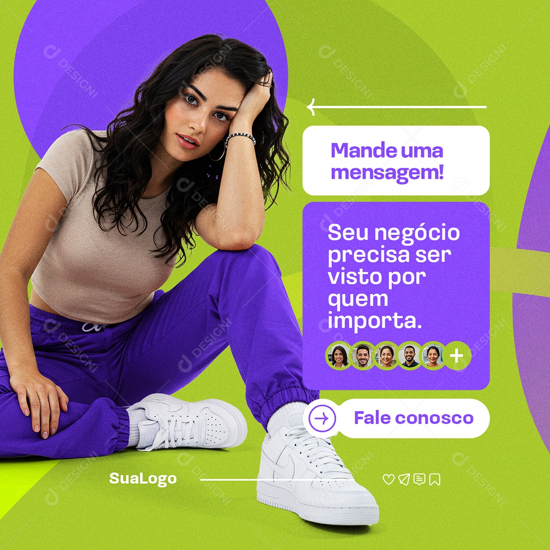 Gestão Marketing Mande uma Mensagem Social Media PSD Editável