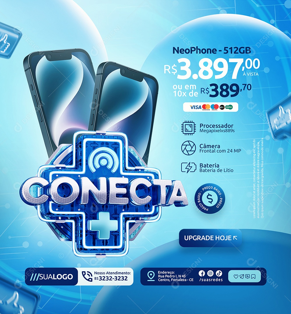 Conecta Mais Loja de Eletrônicos Neo Phone Social Media PSD Editável