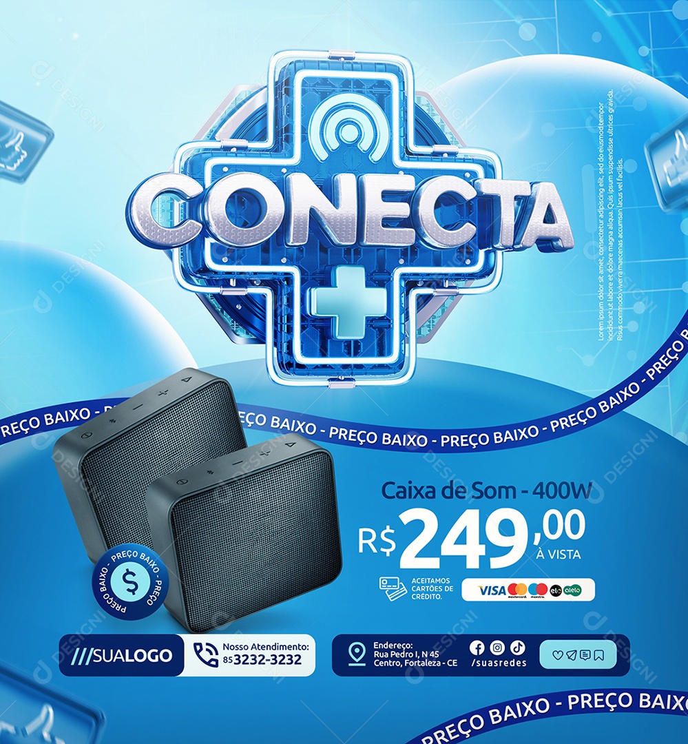 Conecta Mais Loja de Eletrônicos Caixa de Som Social Media PSD Editável