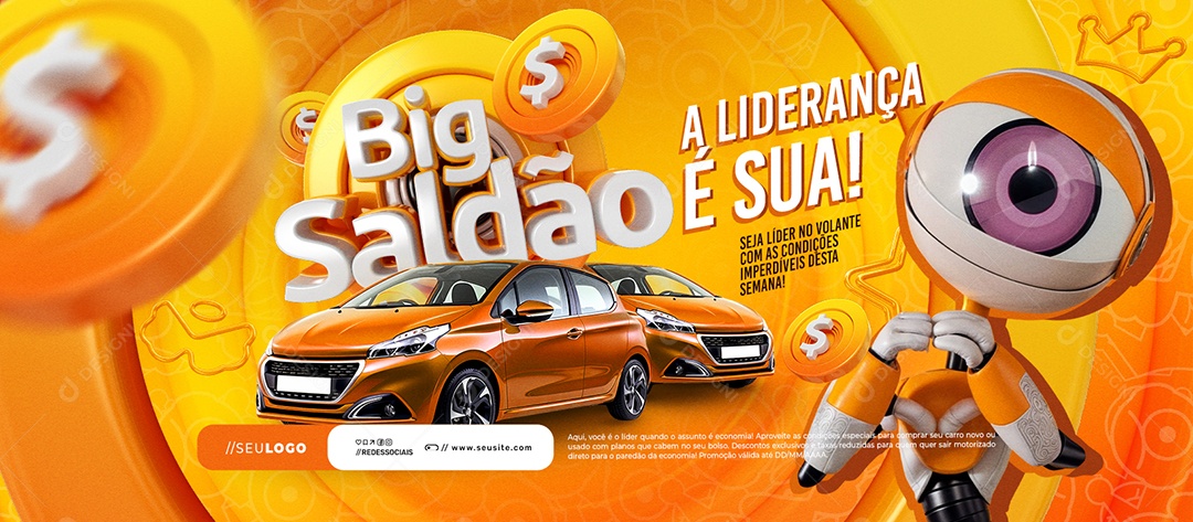 Banner Big Saldão Concessionária A Liderança é Sua Social Media PSD Editável