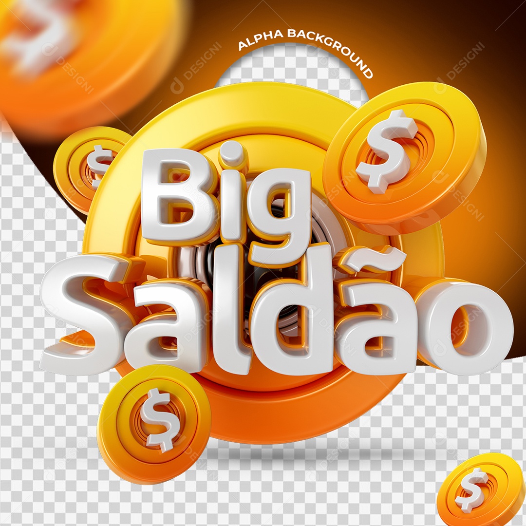 Big Saldão Selo 3D para Composição PSD
