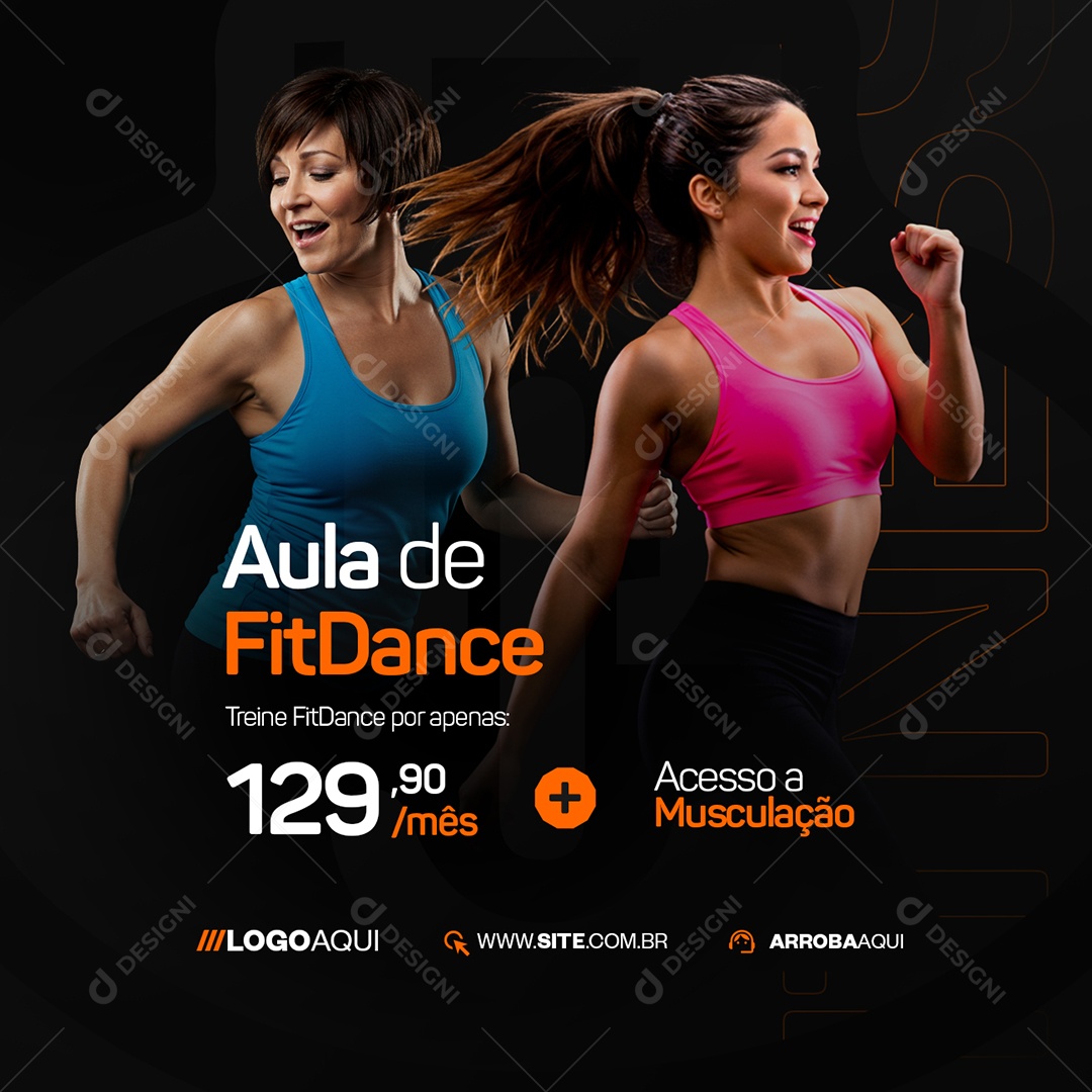 Academia Aula de Fit Dance Social Media PSD Editável