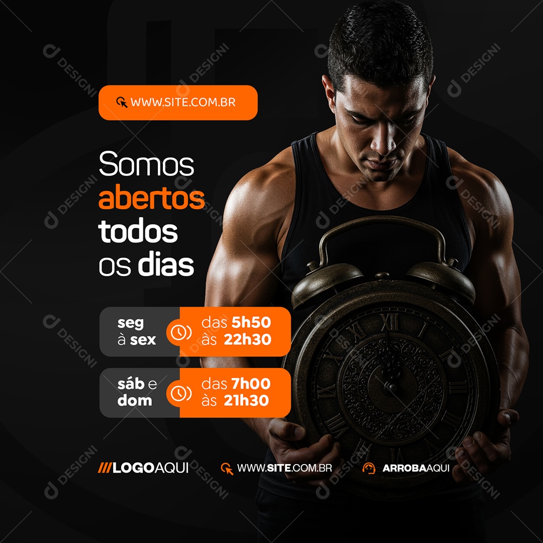 Academia Somos Abertos Todos os Dias Social Media PSD Editável