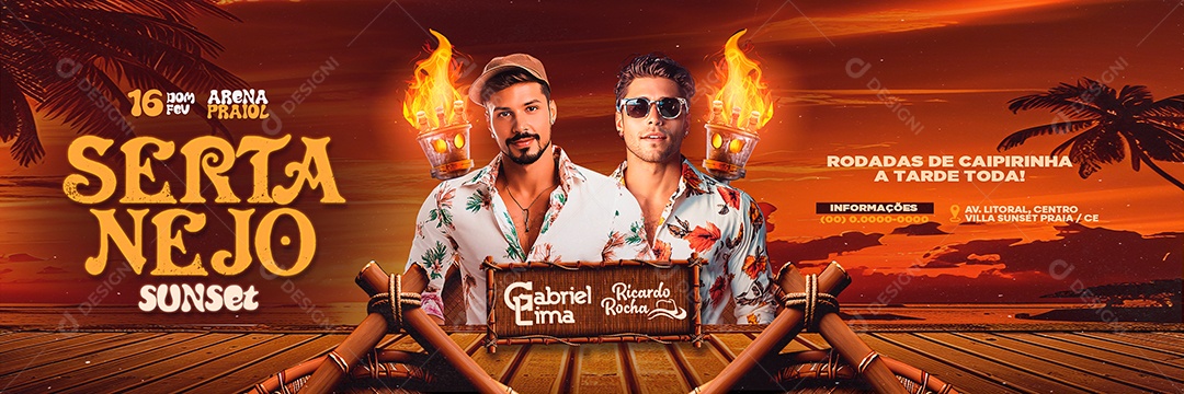 Carrossel Flyer Sertanejo Sunset Gabriel Lima Ricardo Rocha Social Media PSD Editável