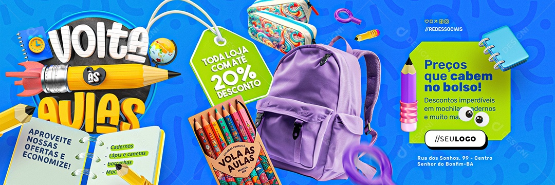 Carrossel Volta às Aulas Papelaria Preços Que Cabem no Bolso Social Media PSD Editável