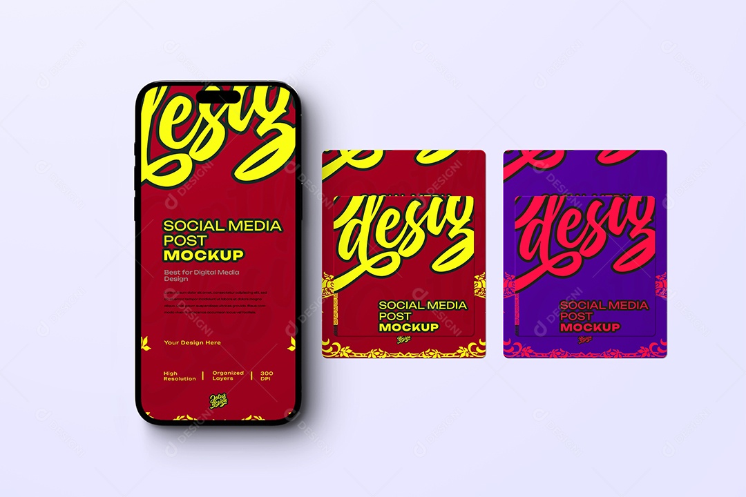 Mockup Postagem em Mídia Social Para Smartphone Para Composição PSD Editável