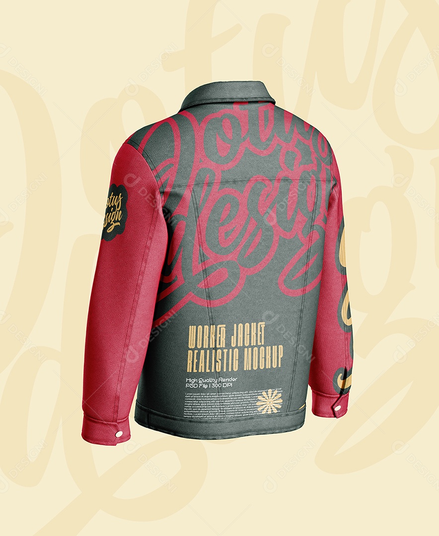 Mockup de Jaqueta Com Bolso de Costa Para Composição PSD Editável