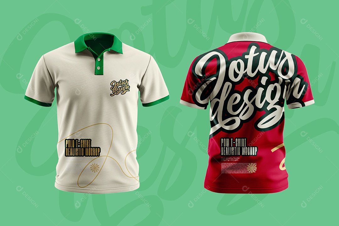 Mockup de Camiseta Gola Polo Frente e Verso Para Composição PSD Editável