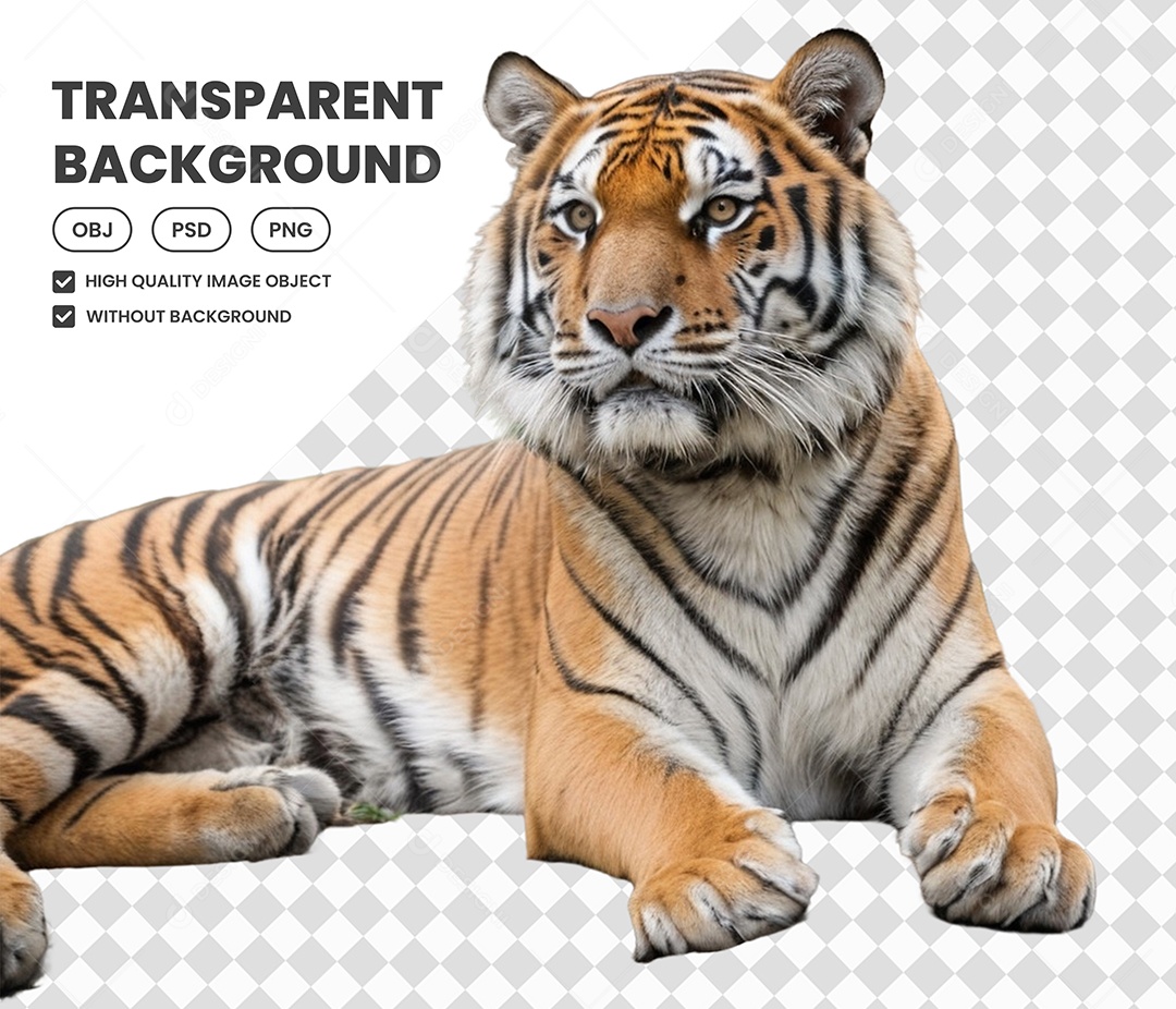 Elemento Tigre 3D para Composição PSD