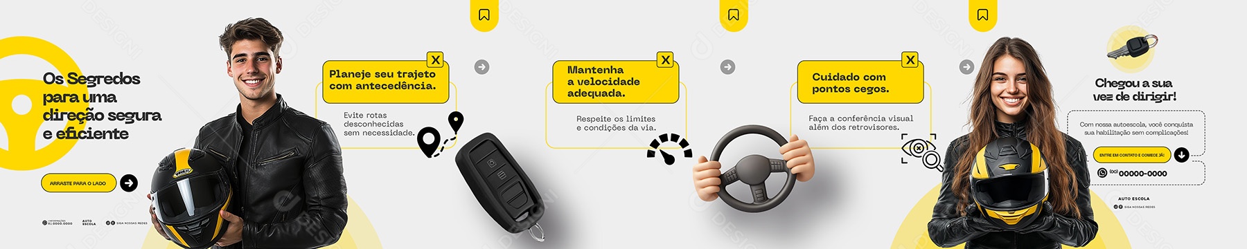 Carrossel Auto Escola Dicas Social Media PSD Editável