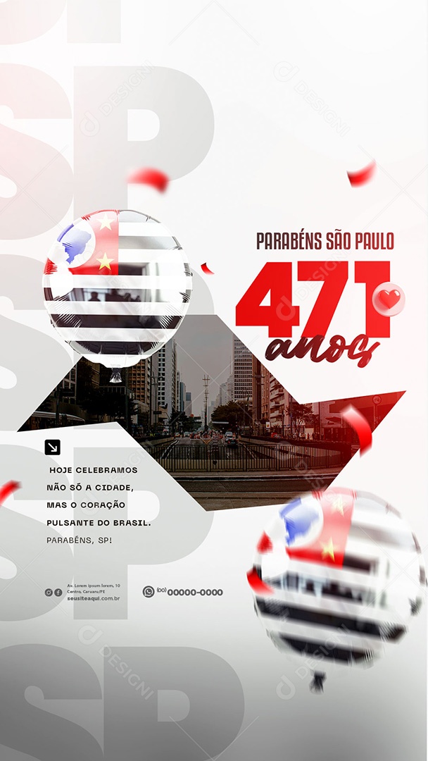 Story Aniversario de São Paulo 471 Years 25 January Social Media PSD Editable