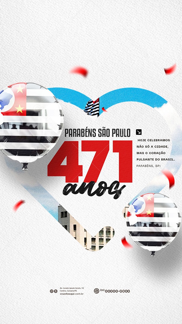Story Aniversario de São Paulo 471 Anos 25 Janeiro Social Media PSD Editável
