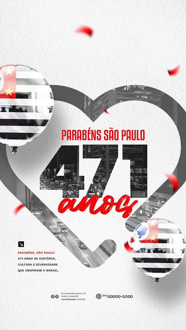 Story Aniversario de São Paulo 471 Anos 25 Janeiro Social Media PSD Editável