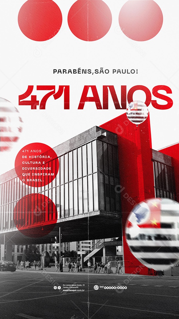 Story Aniversario de São Paulo 471 Anos 25 Janeiro Social Media PSD Editável