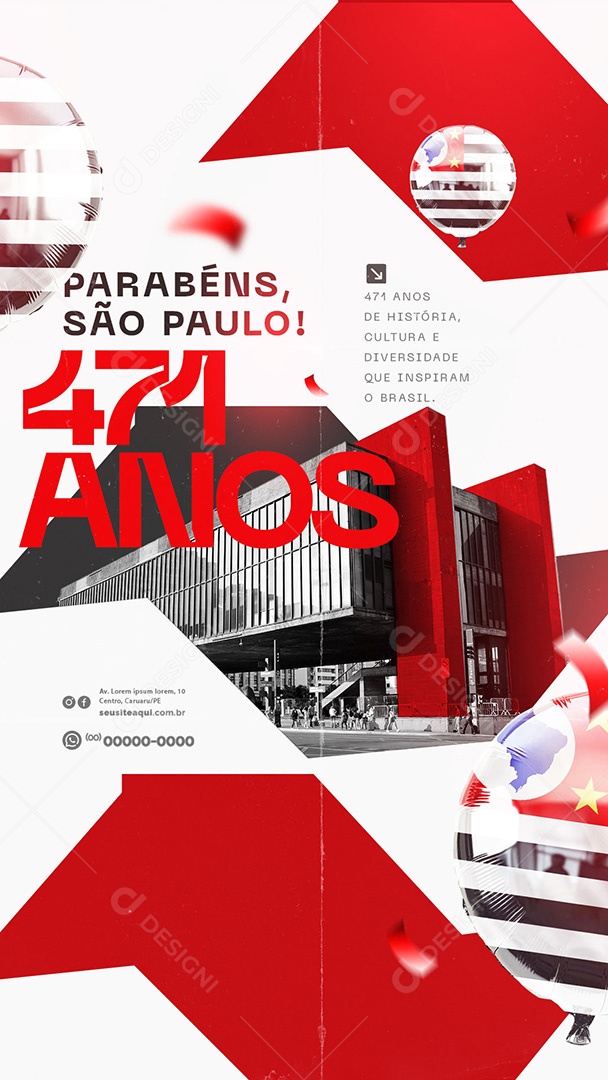 Story Aniversario de São Paulo 471 Anos 25 Janeiro Social Media PSD Editável