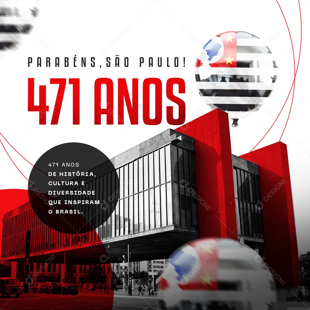 Aniversario de São Paulo 471 Anos 25 Janeiro Social Media PSD Editável