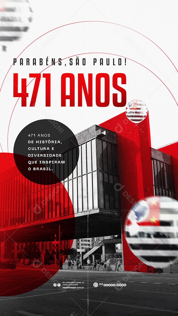 Story Aniversario de São Paulo 471 Anos 25 Janeiro Social Media PSD Editável