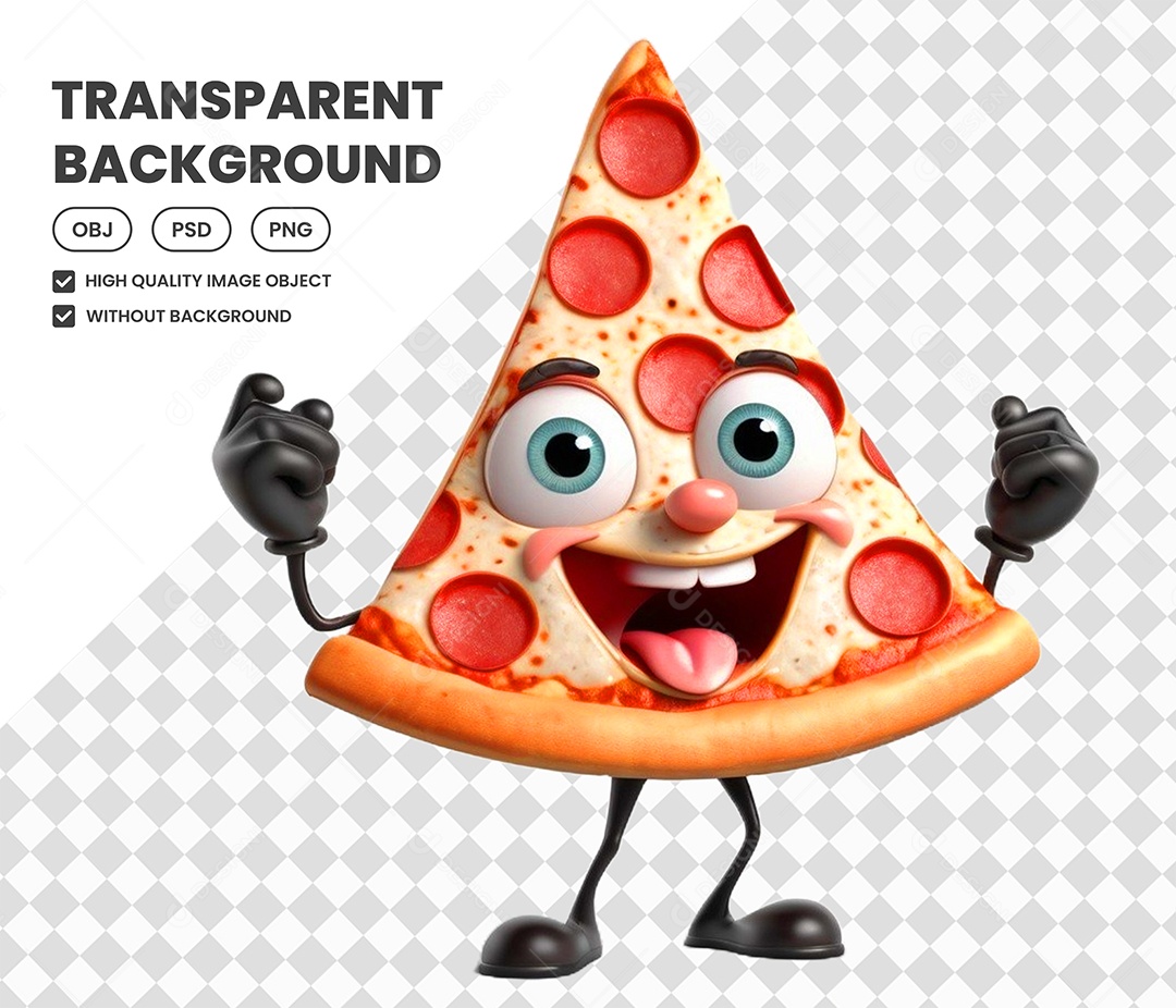 Elemento Pizza 3D para Composição PSD