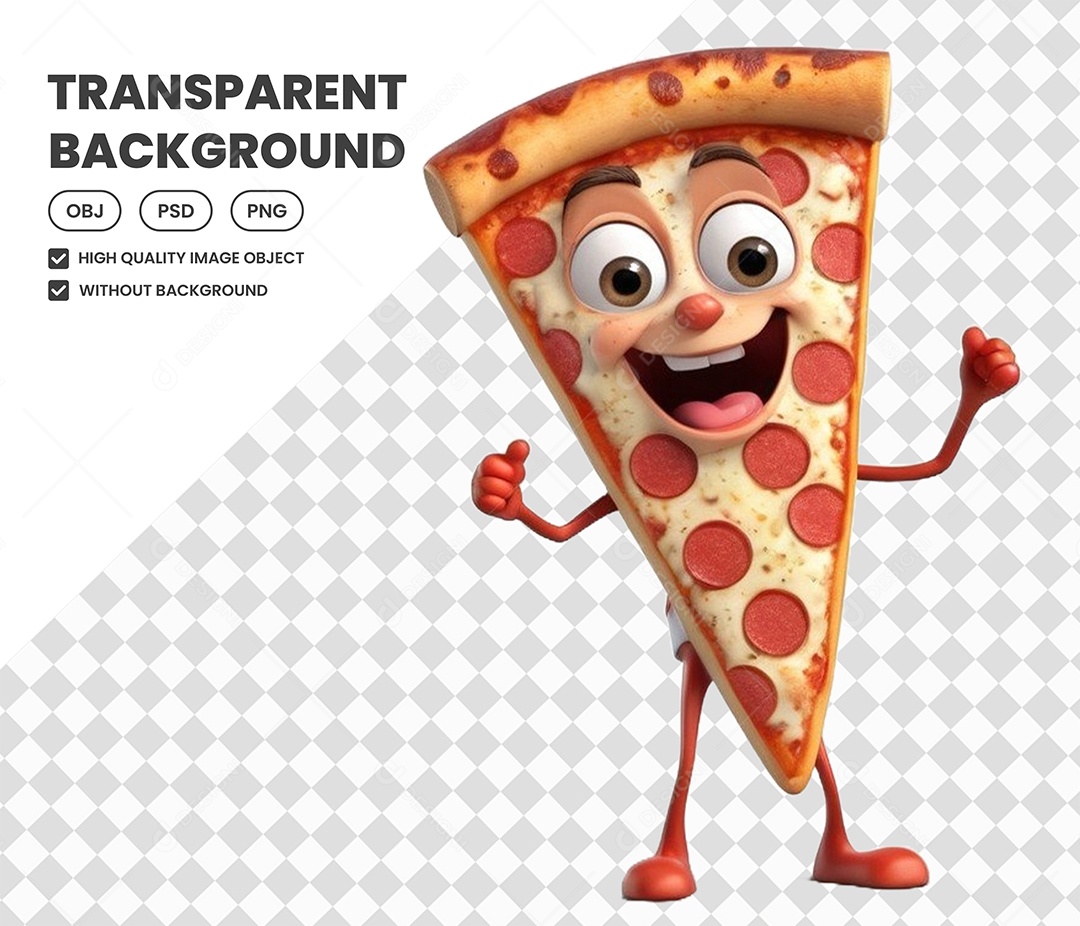 Elemento Pizza 3D para Composição PSD