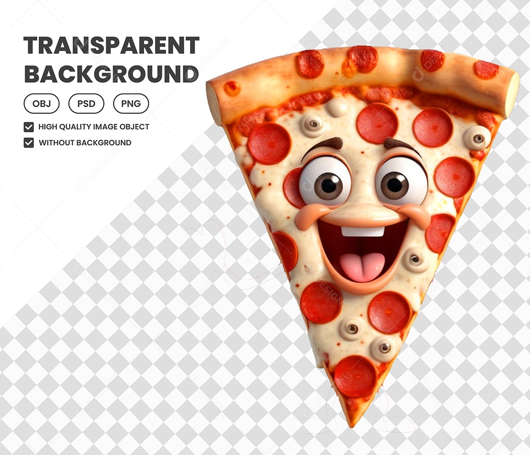 Elemento Pizza 3D para Composição PSD