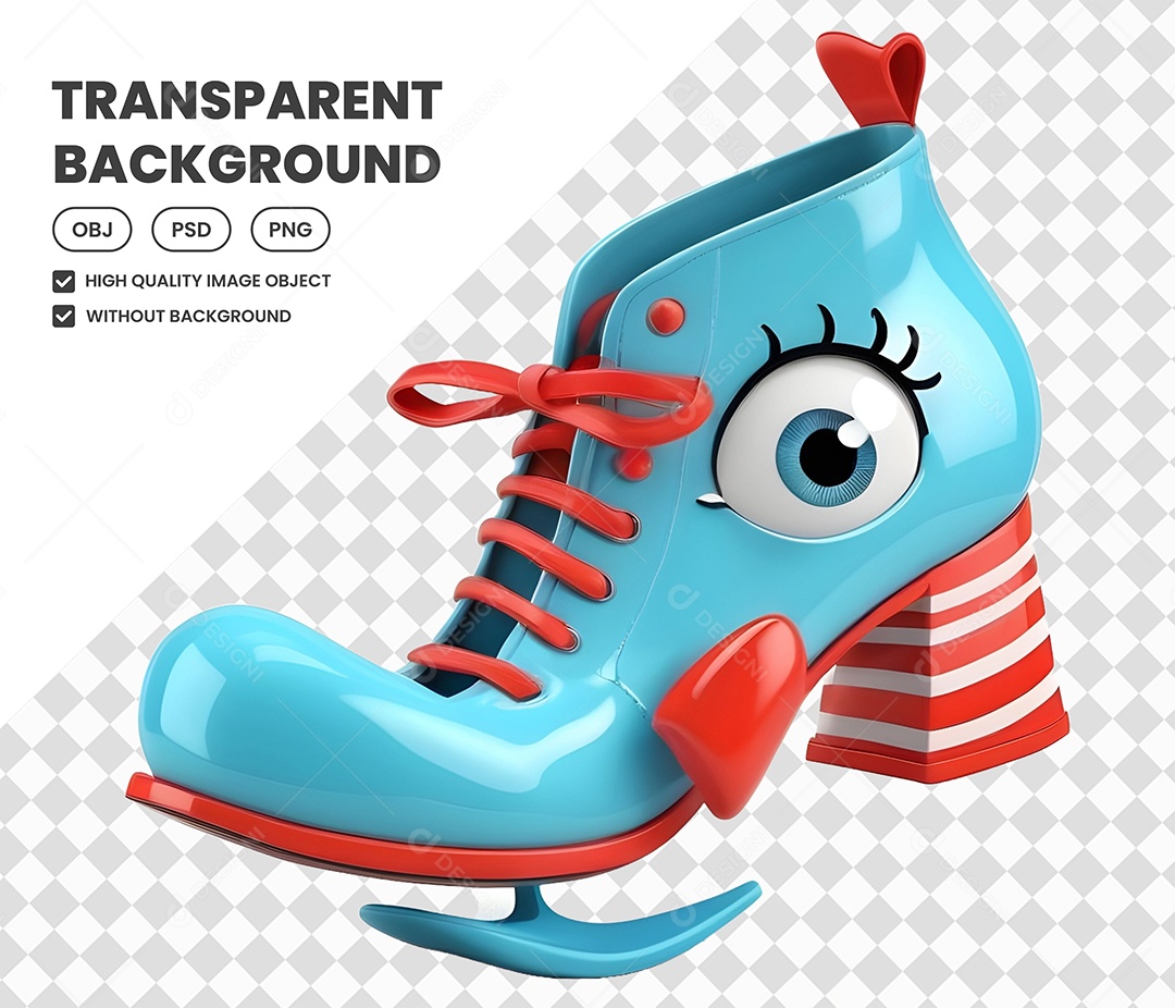 Elemento Sapato Azul 3D para Composição PSD