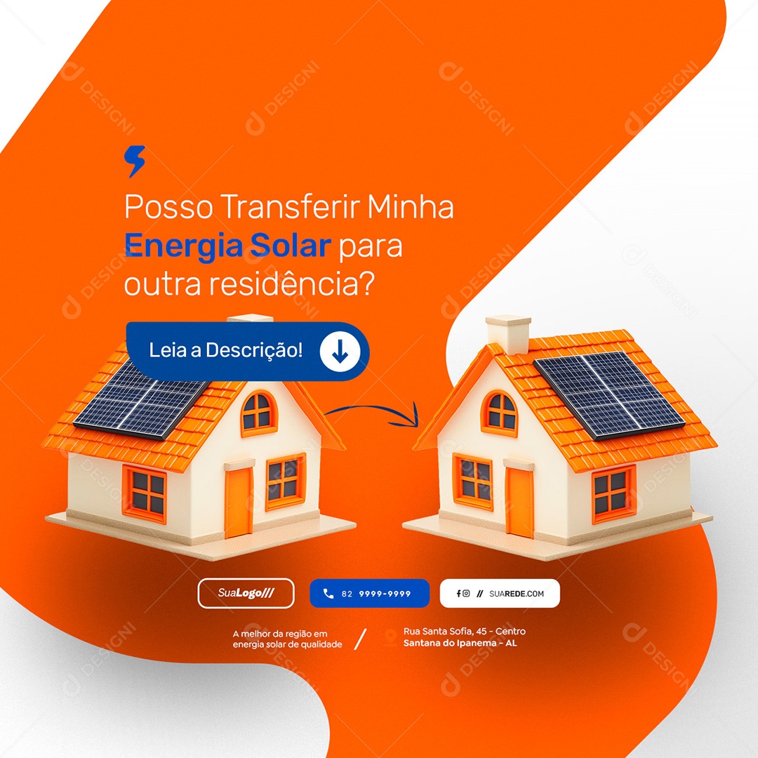 Posso Transferir Minha Energia Solar Social Media PSD Editável