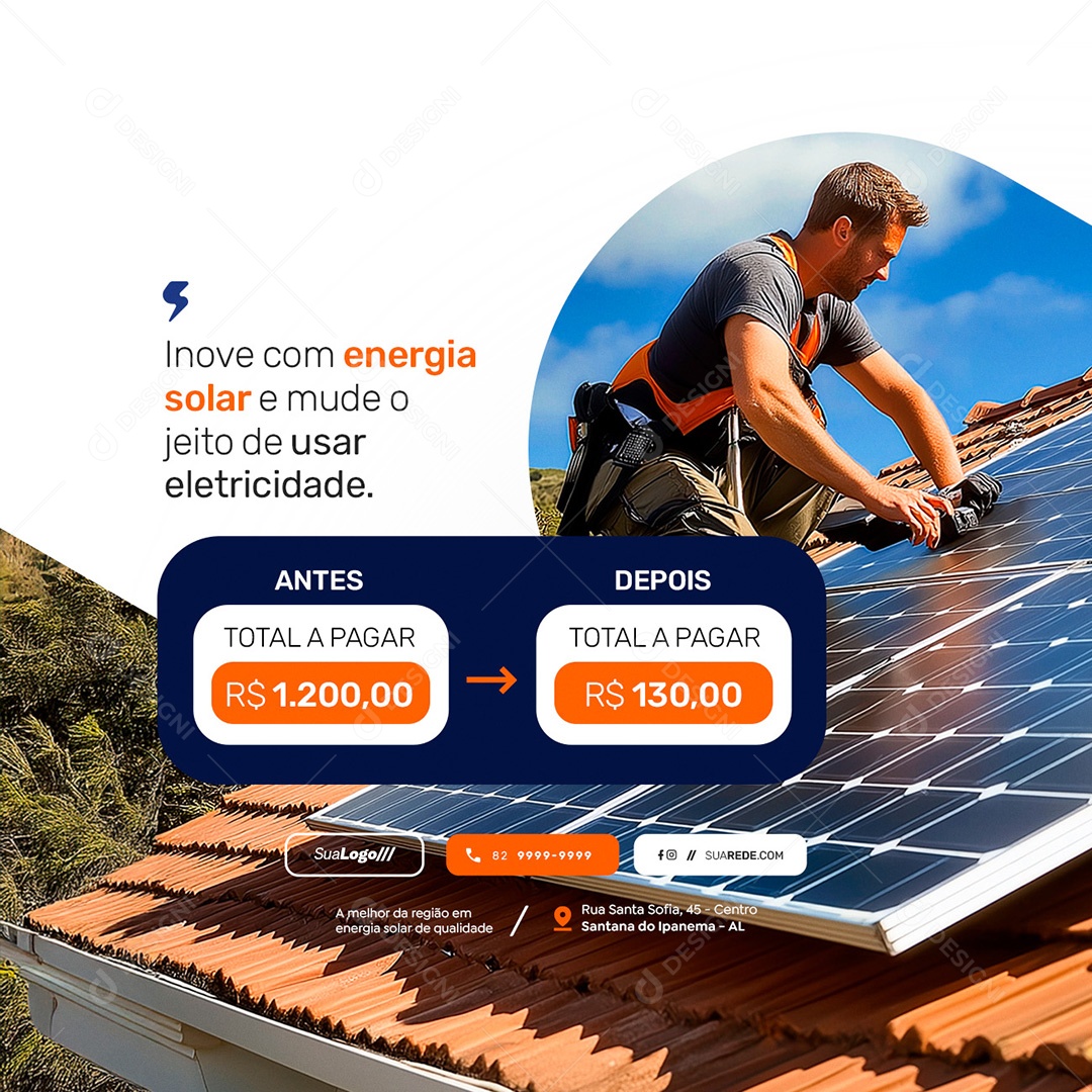 Inove com Energia Solar Social Media PSD Editável