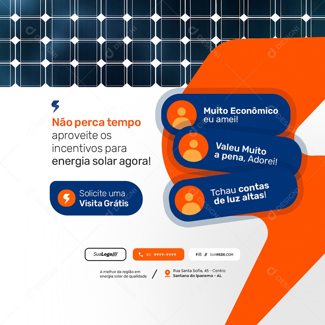 Energia Solar Não Perca Tempo Social Media PSD Editável