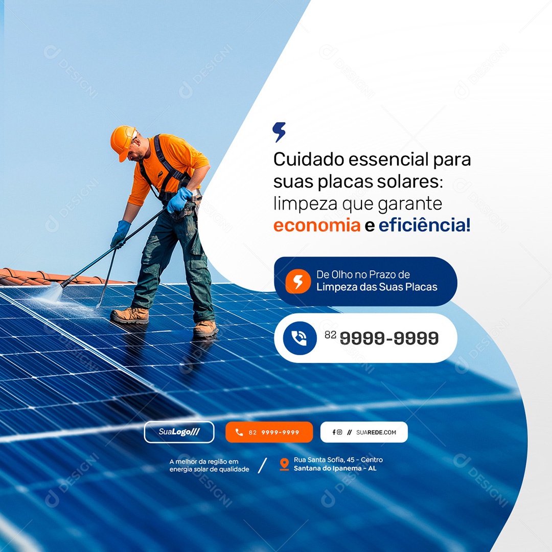 Energia Solar Cuidado Essencial para Suas Placas Solares Social Media PSD Editável