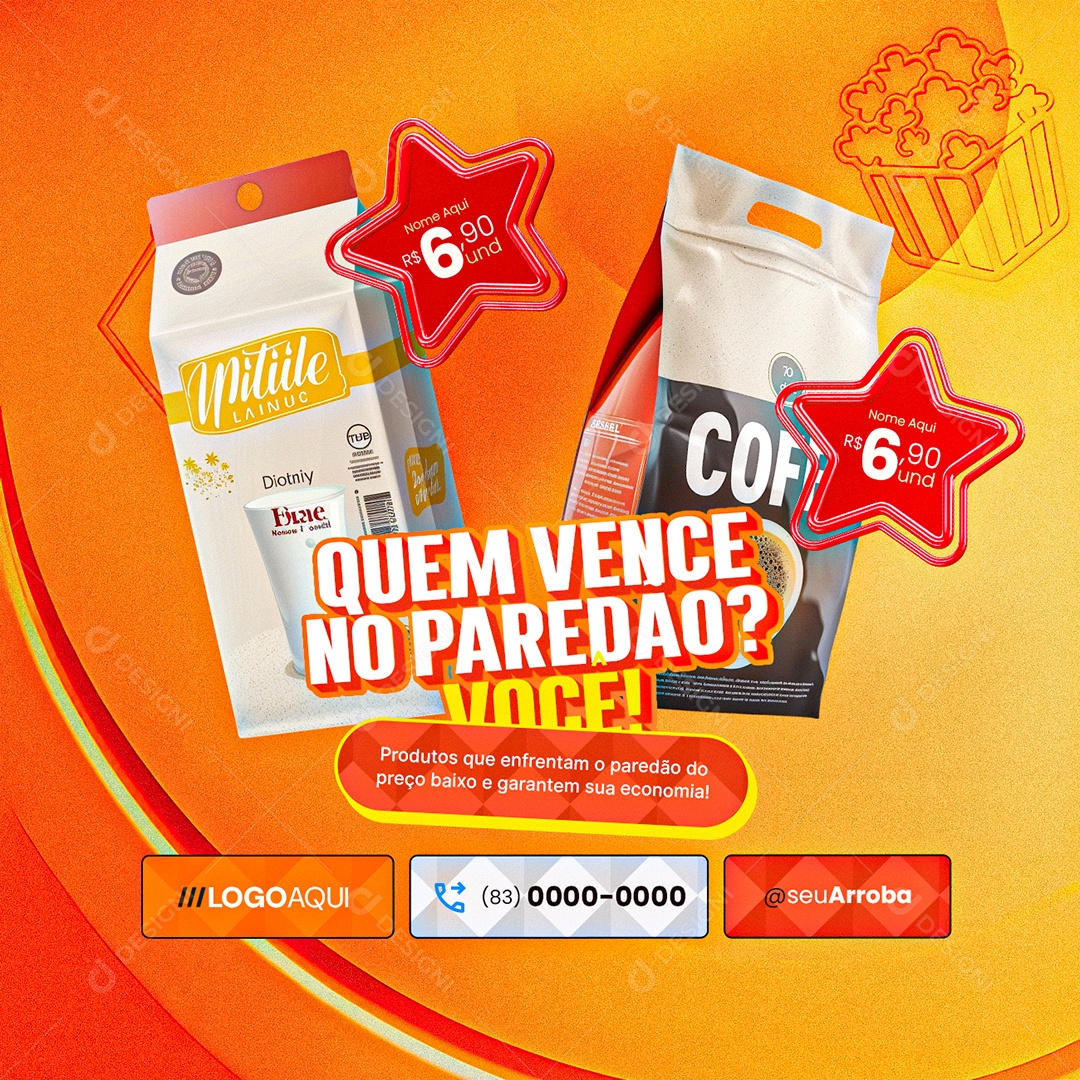 BBB Supermercado Quem Vence no Paredão Você Social Media PSD Editável