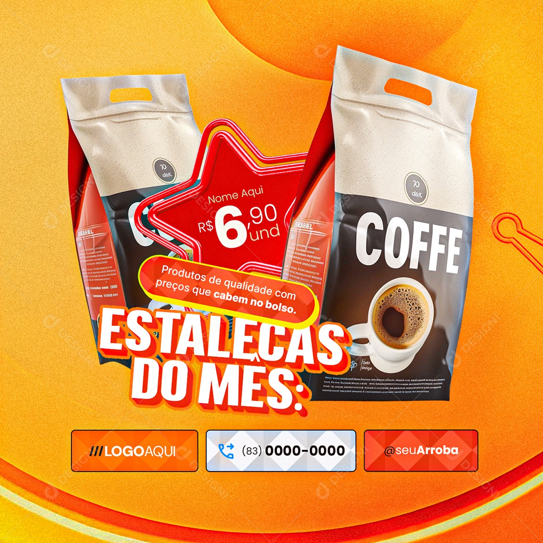 BBB Supermercado Pacotes de Café Social Media PSD Editável