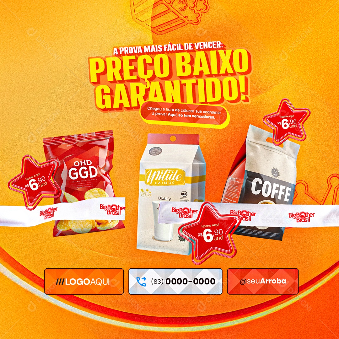 BBB Supermercado A Prova Mais Fácil de Vencer Social Media PSD Editável