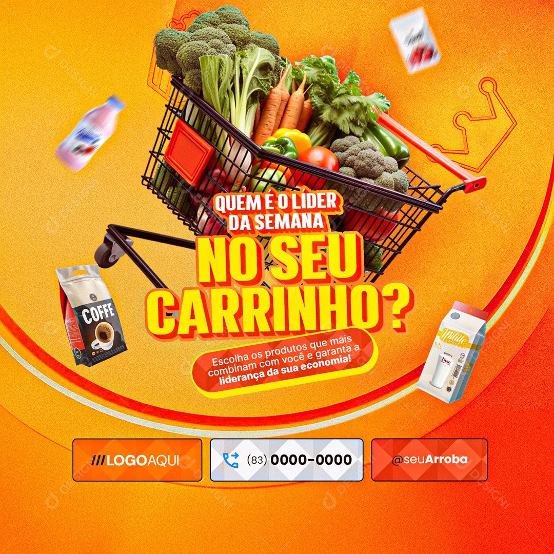 BBB Supermercado Quem é o Líder da Semana no Seu Carrinho Social Media PSD Editável