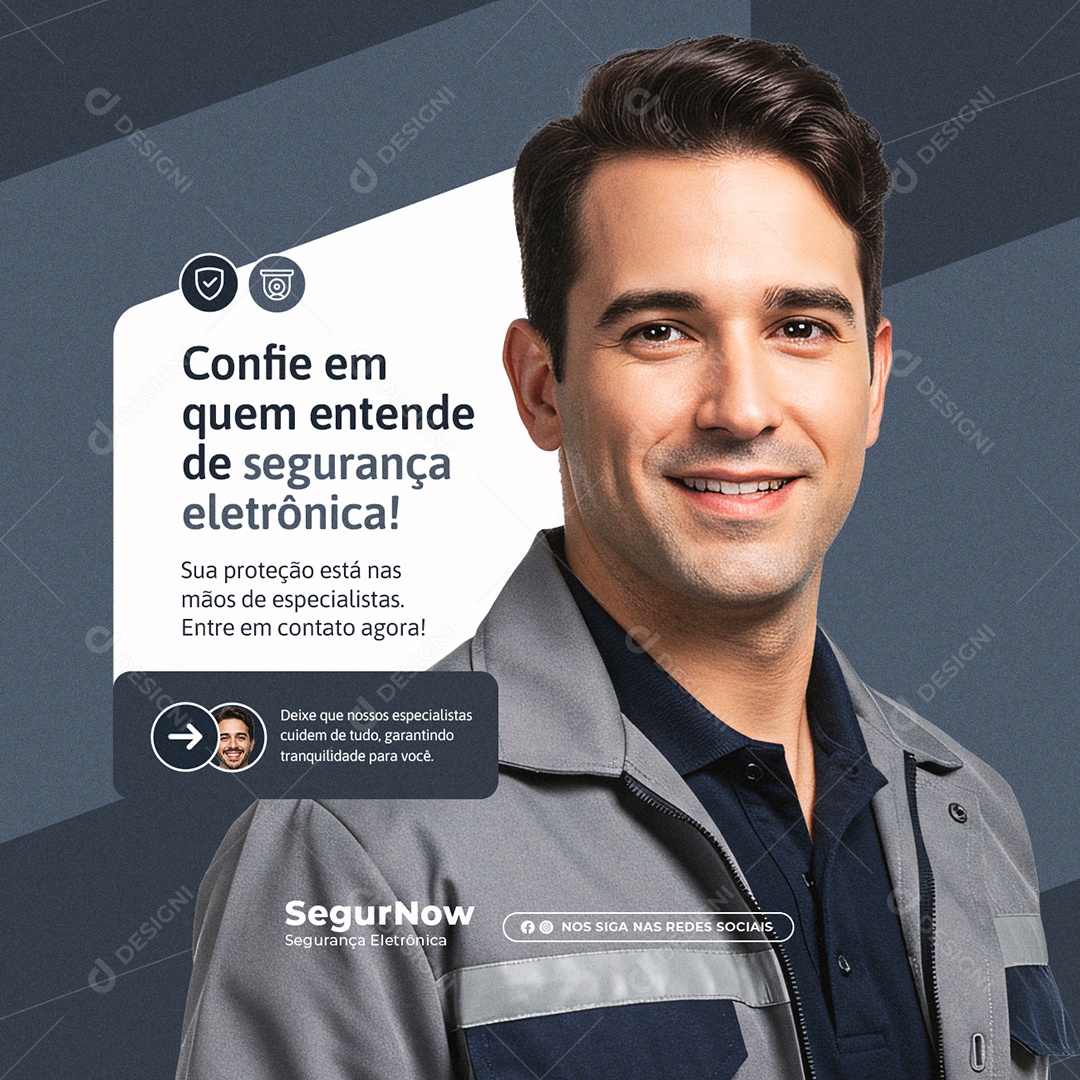 Confie em Quem Entende de Segurança Eletrônica Social Media PSD Editável