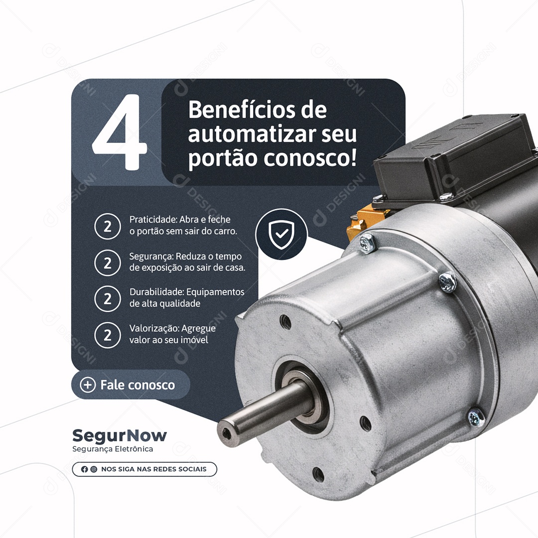 Segurança Eletrônica Quatro Benefícios de Automatizar seu Portão Conosco Social Media PSD Editável
