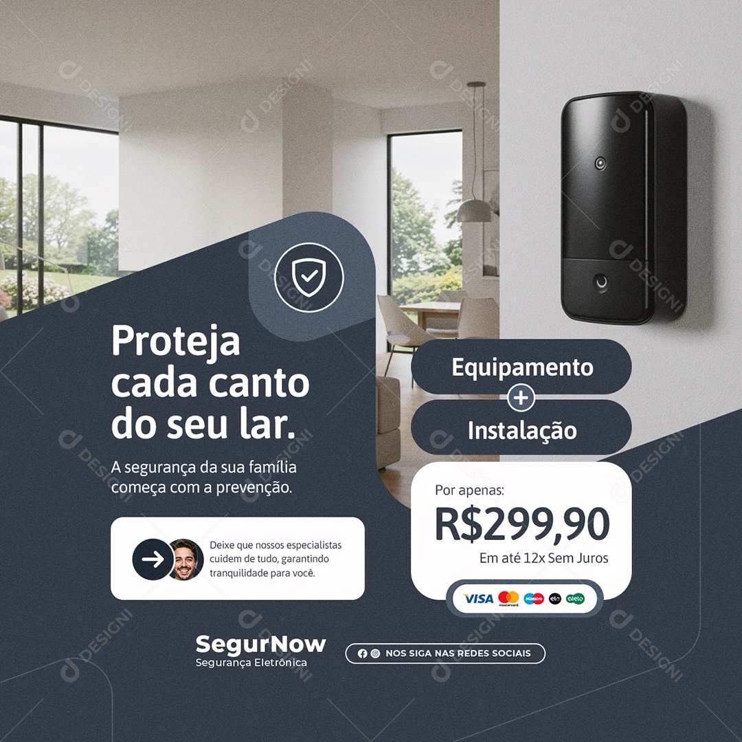 Segurança Eletrônica Proteja Cada Canto do Seu Lar Social Media PSD Editável