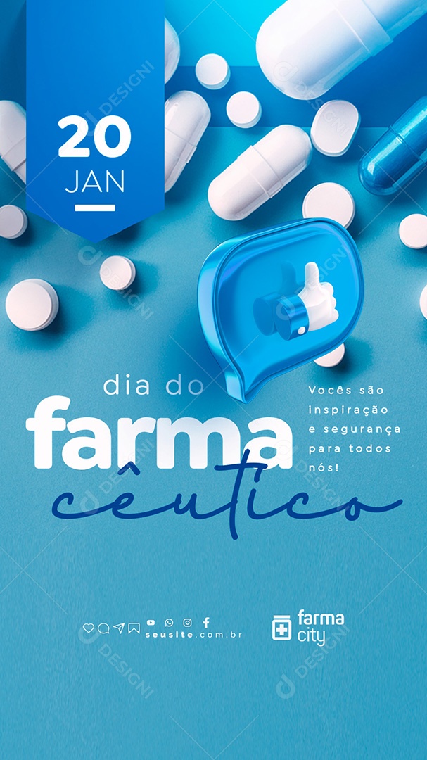Story Dia do Farmacêutico 20 de Janeiro Vocês São Inspiração Social Media PSD Editável